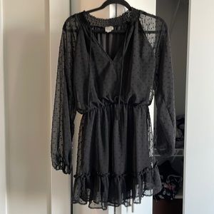 XS long sleeve black mini dress